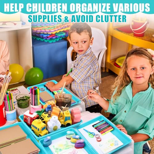 Maitys 15 Pack Plastic Art Trays 12 x 16 Inch Activity Crafts Trays Sensory Tray DIY Projects, Painting, Beads, Jewelry Office Home Organizer Arts and Crafts Supplies(Mint Green) - color: Mint Green