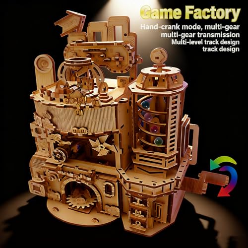 Wooden 3D Puzzle for Adults DIY Model Kits Wood Mechanical Crafts Set to Build Gift for Women Men Age 14+ Years Old - style: game factory
