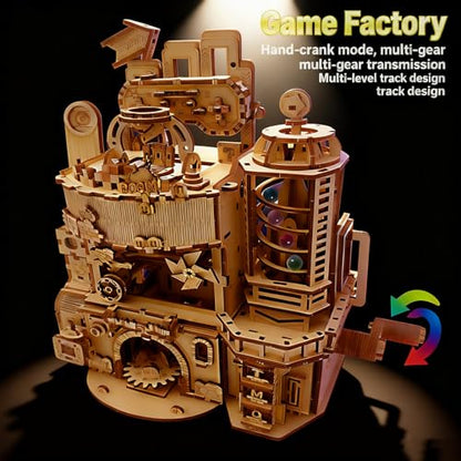 Wooden 3D Puzzle for Adults DIY Model Kits Wood Mechanical Crafts Set to Build Gift for Women Men Age 14+ Years Old - style: game factory