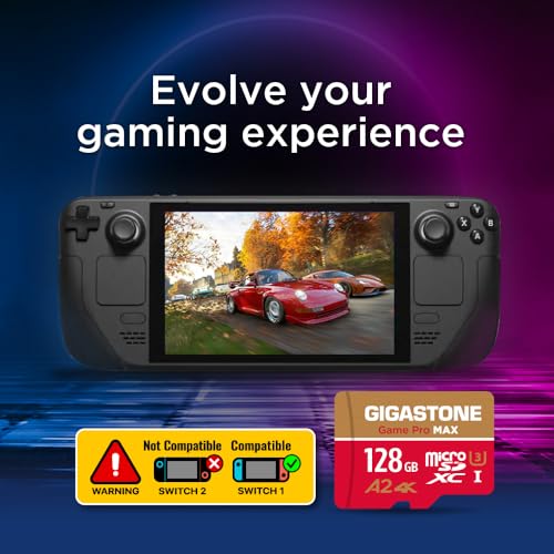 【for Switch 1 Only】 GIGASTONE 128GB Micro SD Card, 4K Game Pro MAX, A2 V30 Memory Card for Gaming Console, 4K UHD Video, Up to 150/100 MB/s, UHS-I U3 C10 with Adapter【5-Years Data Recovery】 - size: 128GB, style: Game Pro MAX 1-Pack UHS-I