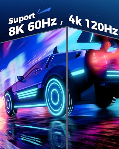 Cratree HDMI Cable 6FT 2Pack - Certified 8K Ultra High Speed HDMI Cord,48Gbps,8K 60hz,4K 120hz,Braided,eARC,HDCP 2.2 2.3,Compatible for HDTV/PS5/PS4/Blu-ray/RTX 3080 3090 - size: 6.6 FT-2 Pack