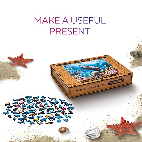 Original Wooden Jigsaw Puzzles for Adults - Shimmering Turtle, 1000 pieces, 23.6"x17.3", Beautiful Gift Package, Unique Shape Best Gift for Adults and Kids