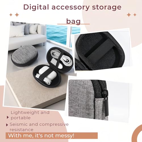 Chinshwehaw Electronic Accessories Organizer Bag: EVA Hard Shell Shockproof, Hard Shell Tech Organizer Case - Water Resistant Travel Storage for Cables Charger Earphones USB SD Card (Oval) - style: Oval
