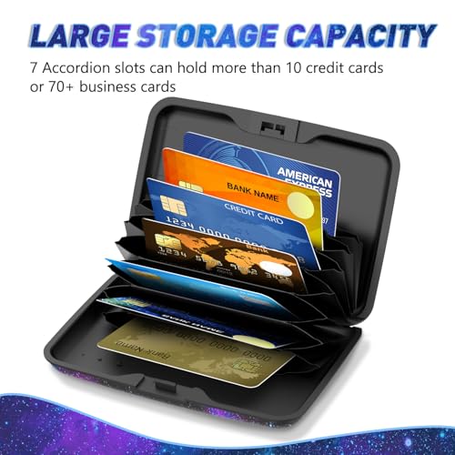 ToLuLu Credit Card Holder Slim Mini RFID Small Aluminum Card Wallet Galaxy | Blocking Metal Business Card Case, RFID Blocking Front Pocket Wallet Hard Case CC Holder for Men Women, Nebula - color: Galaxy Nebula