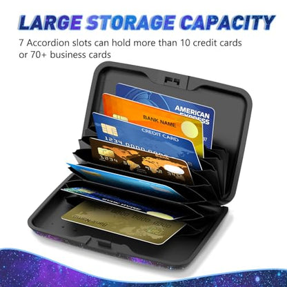 ToLuLu Credit Card Holder Slim Mini RFID Small Aluminum Card Wallet Galaxy | Blocking Metal Business Card Case, RFID Blocking Front Pocket Wallet Hard Case CC Holder for Men Women, Nebula - color: Galaxy Nebula
