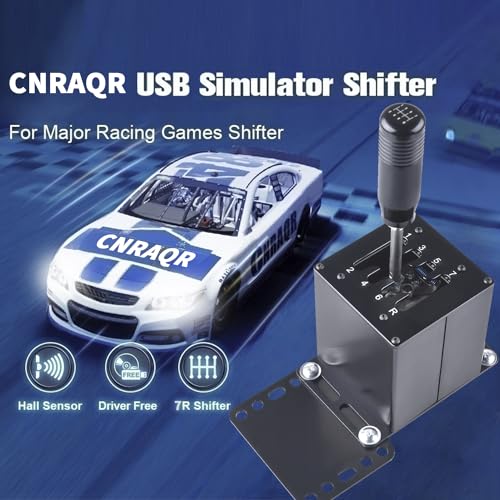 CNRAQR PC USB Simulator Shifter 7+R H Gear Shifter with Desk/Chair Mount Bracket Plate for Gear shift PC Windows Steering Compatible with LO GITECH G29/G27/G25/G920, T300RS/GT Wheel - color: 7R+Plate