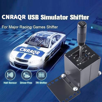 CNRAQR PC USB Simulator Shifter 7+R H Gear Shifter with Desk/Chair Mount Bracket Plate for Gear shift PC Windows Steering Compatible with LO GITECH G29/G27/G25/G920, T300RS/GT Wheel - color: 7R+Plate