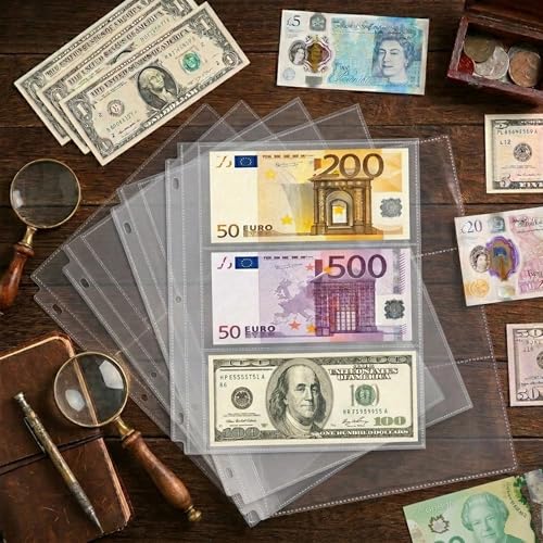 25 Pack （7.6x3.6inch ） 3 Pockets Currency Sleeves for 3 Ring Binder | Currency Collection Sleeves, Cash Collecting Album Refill Page, for Collecting Dollar Bills, Paper Money,and Coupons - size: 7.6x3.6inch-3pocket, style: 25 pack