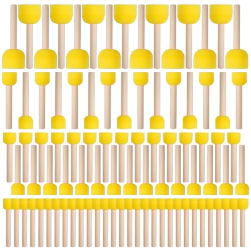 vivinin 90 Pcs Round Sponges Brush Set, Round Sponge Brushes for Painting, Paint Sponges for Acrylic Painting, Painting Tools for Kids Arts and Crafts (4 Sizes) - size: 90 PCS
