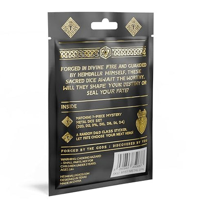 HEIMDALLR Mystery Metal DND Dice Set – 7pc Blind Bag with Random Class & Funny DND Stickers – Metal Role Playing Dice for Dungeons and Dragons – Gift for D&D Players, Great for New Characters - color: Mystery Metal Dice 1-pack