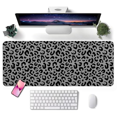 Mouse Pad, Desk Mat, 31.5x11.8in Large Mousepad, Leopard Print | Desk Pad with Stitched Edge & Rubber Non-Slip Bottom, Gaming Mouse Pad, Extended Mousepad for Home, Office - color: Leopard Print