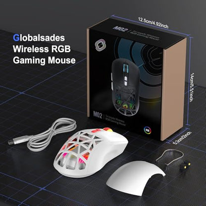 Wireless Gaming Mouse, Rechargeable&Rechange Shell,RGB Programmable Macro Mouse, Lightweight Mouse,10000 DPI,Tri-mode Wired/BT 5.0/2.4GHz Wireless Mouse Gaming with 2 Side Buttons (White Red) - color: White Red