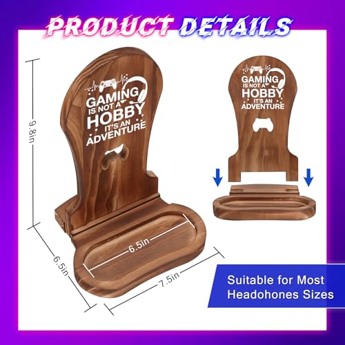 Christmas Birthday Gamer Gifts for Teenage Boys Men, Gaming Headphone Stand | Gaming Room Desk Decor Wooden Headset Holder, Son Boyfriend Husband Game Lover Gifts -Gaming is an Adventure - style: Gaming is an Adventure