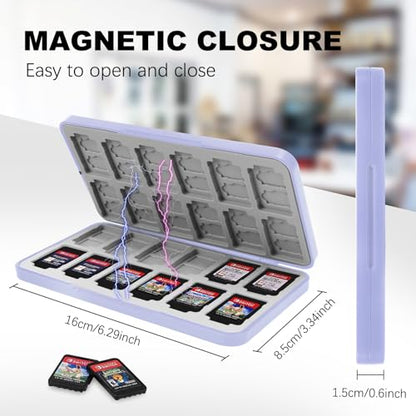 FYY Nintendo Switch Game Case Holder for Switch 2 Cartridge, Light Purple | 24 Game Card Slots & 48 Micro SD Card Slots, Hard Shell, Silicone Lining - color: B-Light Purple