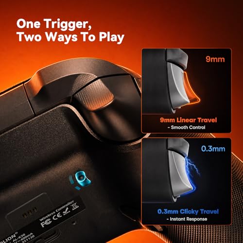 Aolion gaming K30 TMR Wireless Gaming Controller for Switch, PC, iOS & Android, TMR Joysticks (No Drift), Hall Effect Triggers, Switchable ABXY Buttons, Back Buttons & RGB Lighting - color: Black