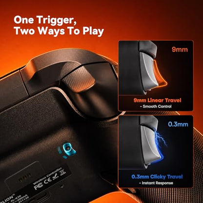 Aolion gaming K30 TMR Wireless Gaming Controller for Switch, PC, iOS & Android, TMR Joysticks (No Drift), Hall Effect Triggers, Switchable ABXY Buttons, Back Buttons & RGB Lighting - color: Black