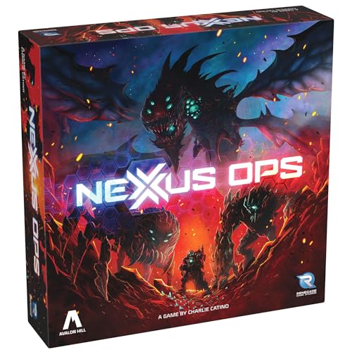 Renegade Game Studios Nexus Ops Board Game - Sci-Fi Miniatures Strategy | For 2-4 Players, Includes Translucent Blacklight Alien Units, Secret Missions & Rubium Mine Control, 90-Min Playtime