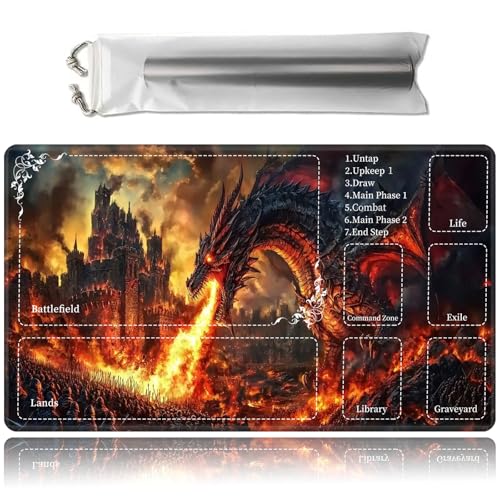 MTG Playmat with Play Zones & Storage Bag | 24 x 14 Inch Non Slip Rubber Game Mat for TCG Board Games,Dual Use Smooth Mouse Pad-Cute Highland Cow - color: Cute Highland Cow, size: With Zones