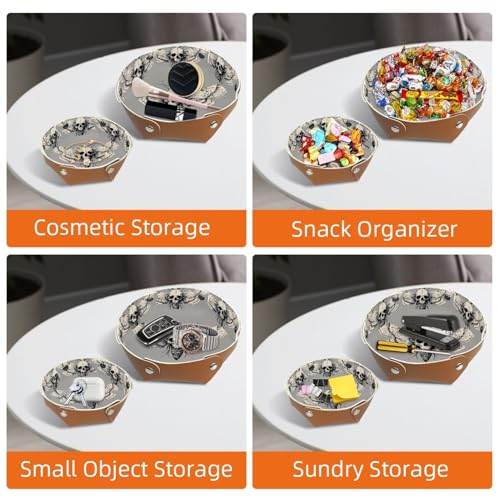 2Pcs PU Dice Holder Folding for RPG DND Table Games, Dice Trays Storage Box Portable Folding Rolling Dice Tray, Grey Moth Skull - color: Multi 8