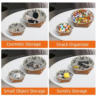 2Pcs PU Dice Holder Folding for RPG DND Table Games, Dice Trays Storage Box Portable Folding Rolling Dice Tray, Grey Moth Skull - color: Multi 8