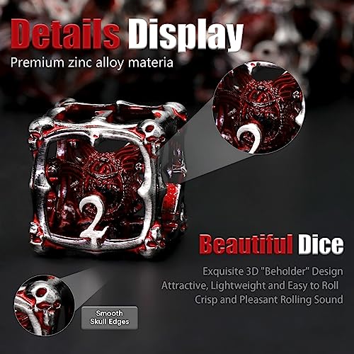Beholder Dice Set DND, Dragon Eye Dice, ZHOORQI 7PC/Set Polyhedral Dices for Dungeons and Dragons, RPG, Eye Monster DND Gifts（Eye-Blood Red） - color: Eye- Blood Red