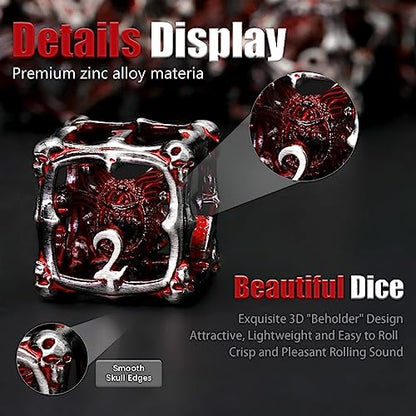 Beholder Dice Set DND, Dragon Eye Dice, ZHOORQI 7PC/Set Polyhedral Dices for Dungeons and Dragons, RPG, Eye Monster DND Gifts（Eye-Blood Red） - color: Eye- Blood Red
