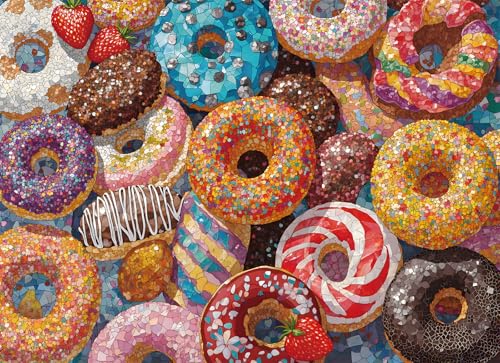 1000 Piece Jigsaw Puzzle for Adults, Donut Puzzle | 6 Colors on Back, Challenging Puzzle Game for Family, Friends and Home Decor Gift, 26.6x19.2 in - color: Donut Puzzles
