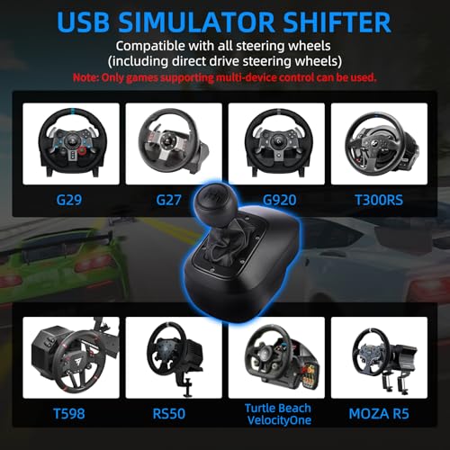 DOYO USB Shifter Compatible with G29 G27 G25 G920 T300RS/GT Racing Wheels | 6-Speed H-Pattern Gear Shifter with Reverse, Racing Wheel Shifter for Windows PC Driving Simulators - color: Black-Gear Shifter for PC