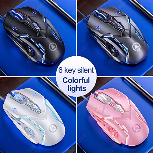 Gaming Mouse Wired, USB Computer Mice for Game & Daily, Chroma RGB Backlit, 4 Adjustable DPI Up to 3200 DPI, Comfortable Grip Ergonomic Mice for PC, Laptop, Mac, Windows (White) - color: White