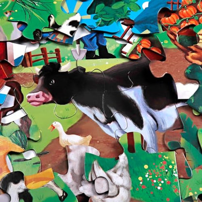 Jumbo Floor Puzzle for Kids,48 Piece Farm Animal Jigsaw Puzzle Ages 3-8 | Barn Puzzle,Extra-thick Cardboard,Preschool Learning Toy,35x24 in Completed,Children Educational Gift for Boys and Girls - style: Farm Animal