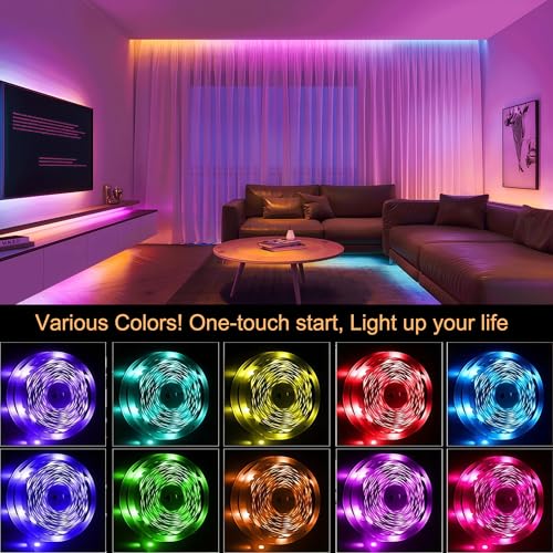 NBBUFF 32.8 ft Smart RGB LED Strip Lights，Control via App or Remote，Features Music Sync and Timer Functions，Perfect for Creating Ambiance in Bedrooms, Living Rooms, Christmas Parties, Home Decor - size: 32.8FT