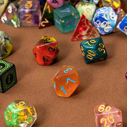 7pcs Random Color DND Dice Set, 7-die Polyhedral D&D Dice for DND RPG Table Games Role Playing Games - color: 7pcs Dice Set Random Color