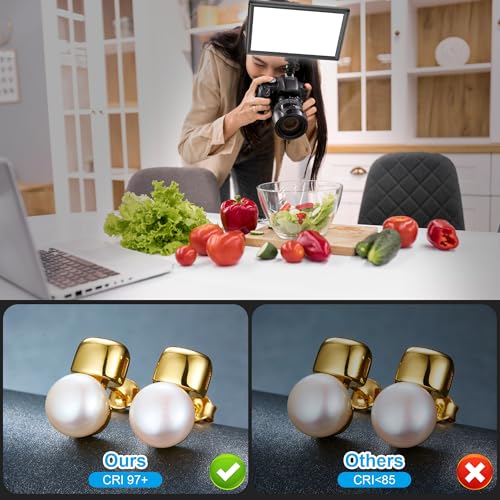 15W Rechargeable LED Video Light Kit, 9” Camera Light with 5000mAh Li-ion Battery, 3000-6500K CRI 97+ Bi-Color Soft Photo Lighting for Studio & Outdoor Photography Vlog Zoom Calls Live Stream