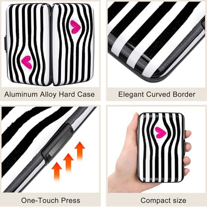 Mini RFID Aluminum Wallet Credit Cards Holder Business Card Case Metal ID Case for Men Women (Eye heart) - color: Eye heart