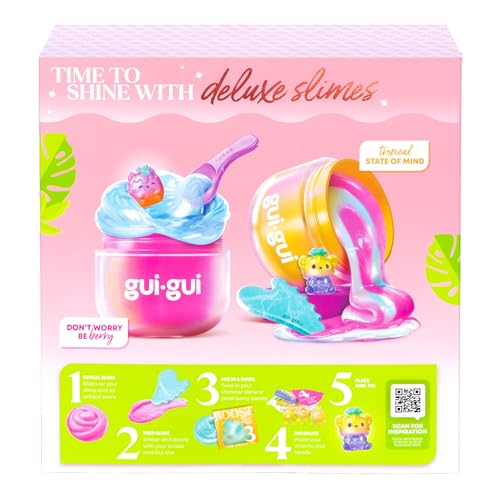 GUI GUI Fruity Glow Deluxe Twin Pack Slime Kit, 2 Scented Slimes Jelli & Clear, Beautify Your Slime, 5-Step Beauty Ritual, Includes Gua Sha & Scoop Tools, Ages 6+ - style: Deluxe Pack- Jelli & Clear