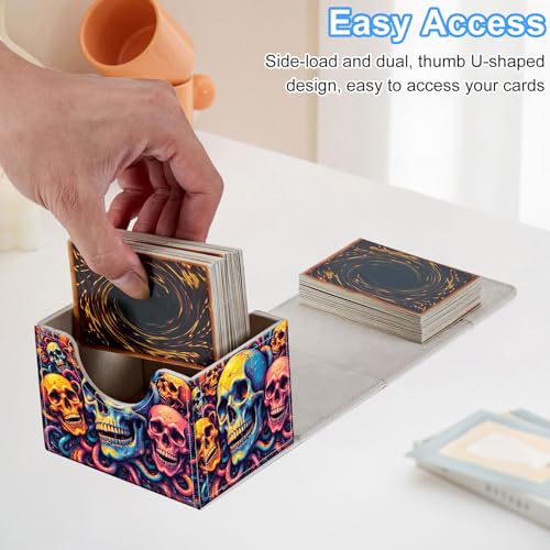Skulls Deck Box for MTG Commander | Holds 100+ Double-Sleeved Cards | Strong Magnetic TCG Card Case for Collectible Games - color: Skulls