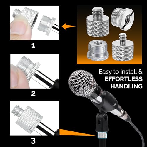 Mic Stand Adapter Set 8 pieces Metal Microphone Stand Screw Thread Adapter 5/8 Female to 3/8 Male 3/8 Female to 5/8 Male 5/8 Female to 1/4 Male 1/4 Female to 5/8 Male Tripod Adapter ADP03A Slvr - color: Silver