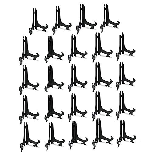 Artliving 5 Inch Acrylic Card Display Stands, Small Plastic Easels and Stand/Plate Holders for Displaying Pictures, Plates, or Cards at Weddings, Home Decor, or Birthdays (black, 24 Pack) - color: Black, size: 5inch(24piece)