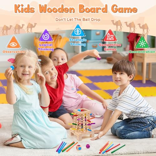 Montessori Board Game for Kids 4-6, Pyramid Wooden Sticks Dice Game | Math Educational, Fine Motor Skills Toy for 3+ Year Olds Girls Boys, Classic Table Game for Family Night