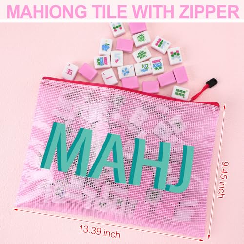 Soulchen Kaleidoscope Mahjong Tile Set 160 Mahjong Tiles 1.2'' Pink American Mahjongs Tile Set with Mahjongs Bag (Bamboo) - style: Bamboo