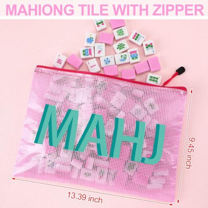 Soulchen Kaleidoscope Mahjong Tile Set 160 Mahjong Tiles 1.2'' Pink American Mahjongs Tile Set with Mahjongs Bag (Bamboo) - style: Bamboo