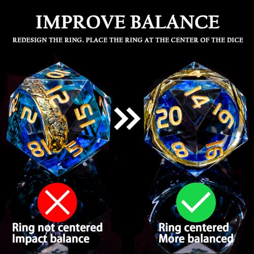 Magic Golden Ring DND Dice Set Sharp Edge Red Resin Dice with Box, for use with RPG D&D Tabletop Games Lord D and D Polyhedral Dice Set - color: Ring - Blue-1