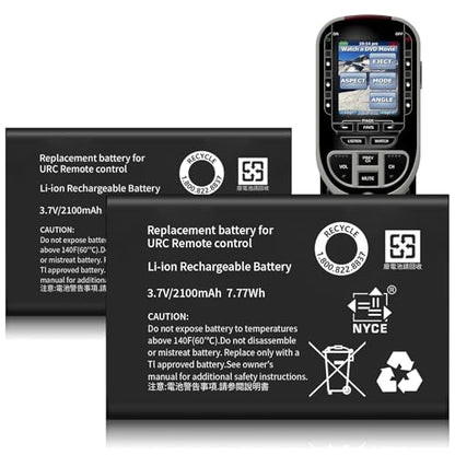 2-Pack 2100mAh High-Capacity Rechargeable Battery for Universal Remote Controls - Compatible with URC 11N09T NC0910 RLI-007-1 LIT0404, MX-880/890/810/50/980/990/200/1200, X-8