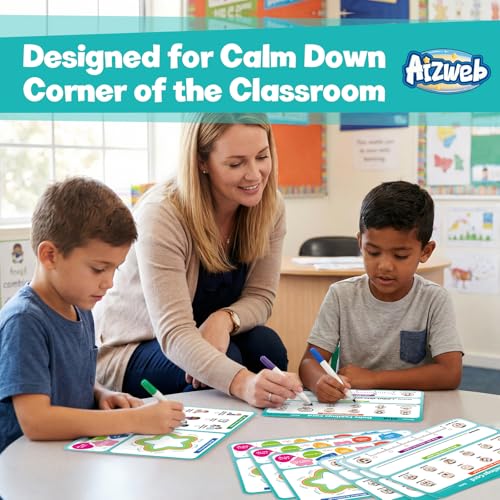 Aizweb Big Feelings Deck-12 Pack 9x12" Dry Erase Emotions Flash Cards with Coping Skills,Feelings Chart for Kids,Autism & ABA Tools,Calm Down Corner Supplies for Preschool Kindergarten Classroom - style: 12 Pack Feelings Boards