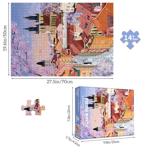 HUADADA-Prague at Sunset-Jigsaw Puzzles for Adults 1000 Pieces, Interlock Perfectly No Dust, Impossible Difficult Hard Fun 1000 Piece Jigsaw Puzzles for Adults-1:1 Poster - color: Prague at Sunset