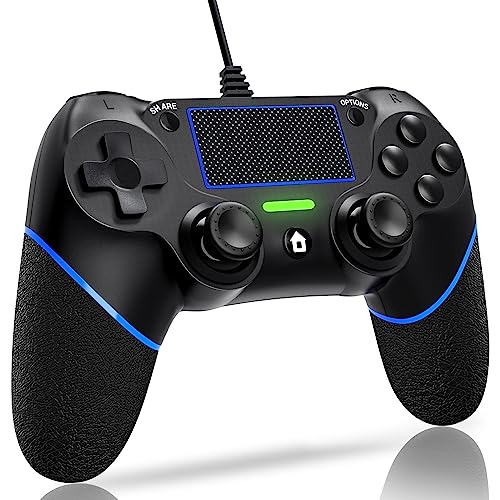 DIANVEN Wired Controller for PS4 Controller Wired for Sony Playstation 4/Pro/Slim and PC Windows 11/10/8/7 with Double Vibration and Motion Motors, Wired PC Controller for PS4 Remote - color: Black