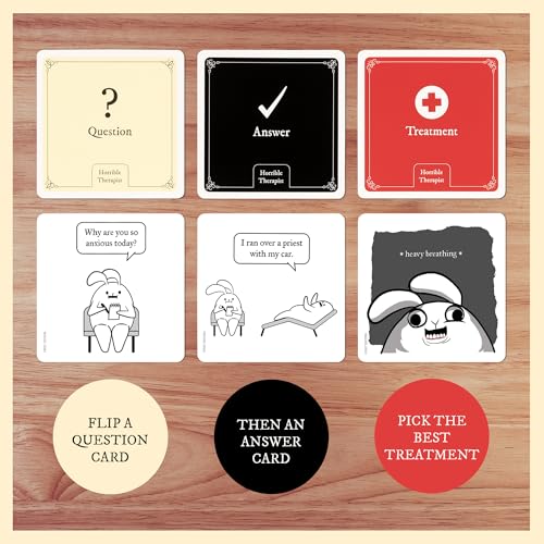 Horrible Therapist: Extra Horrible Edition by Exploding Kittens - A Card Game for 3-8 Players, Ages 17+ - Adult Party Game for Family Night | Build wildly inappropriate therapy comics with friends and family in this viral adult-only party game from The Oa