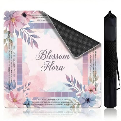 Mahjong Mat for Table - 32.3 Inch Waterproof & Non-Slip PU Velvet Surface, Lightweight No Crease No Odor Design for Noise Reduction,Includes Printed Rules (Blossom) - color: Blossom