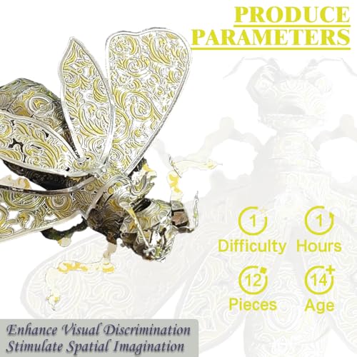 3D Metal Puzzles for Adults,3D Model Building Puzzle Kits,Cool Insect Animal Themed Design,Bugs Model Kits Brain Teaser DIY Assembling Crafts Kits Creative Ornament (Bee) - color: Bee