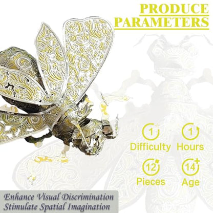 3D Metal Puzzles for Adults,3D Model Building Puzzle Kits,Cool Insect Animal Themed Design,Bugs Model Kits Brain Teaser DIY Assembling Crafts Kits Creative Ornament (Bee) - color: Bee